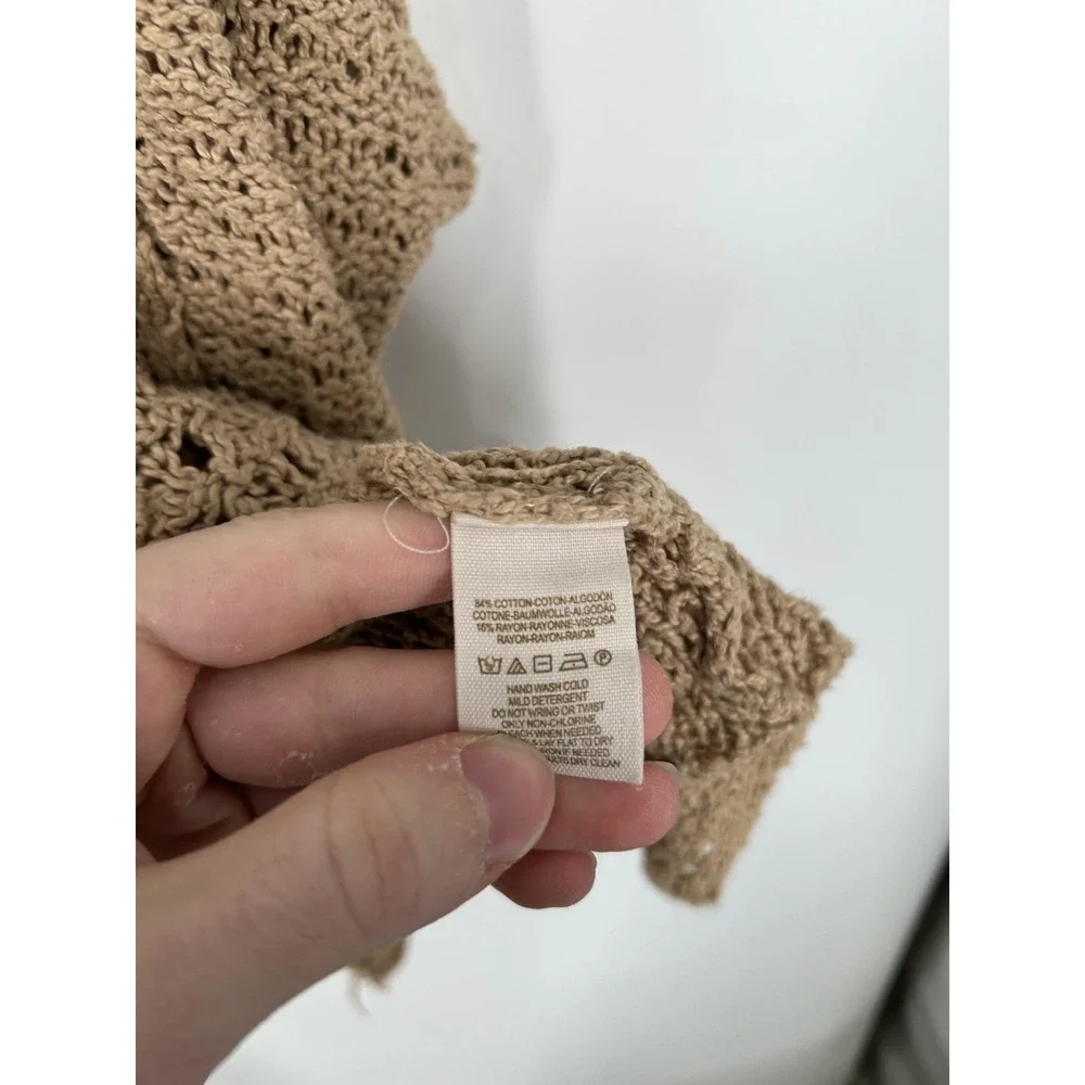 Free people Crochet Sweater Womens L Brown Long Sleeve Laguna Oversized Pullover